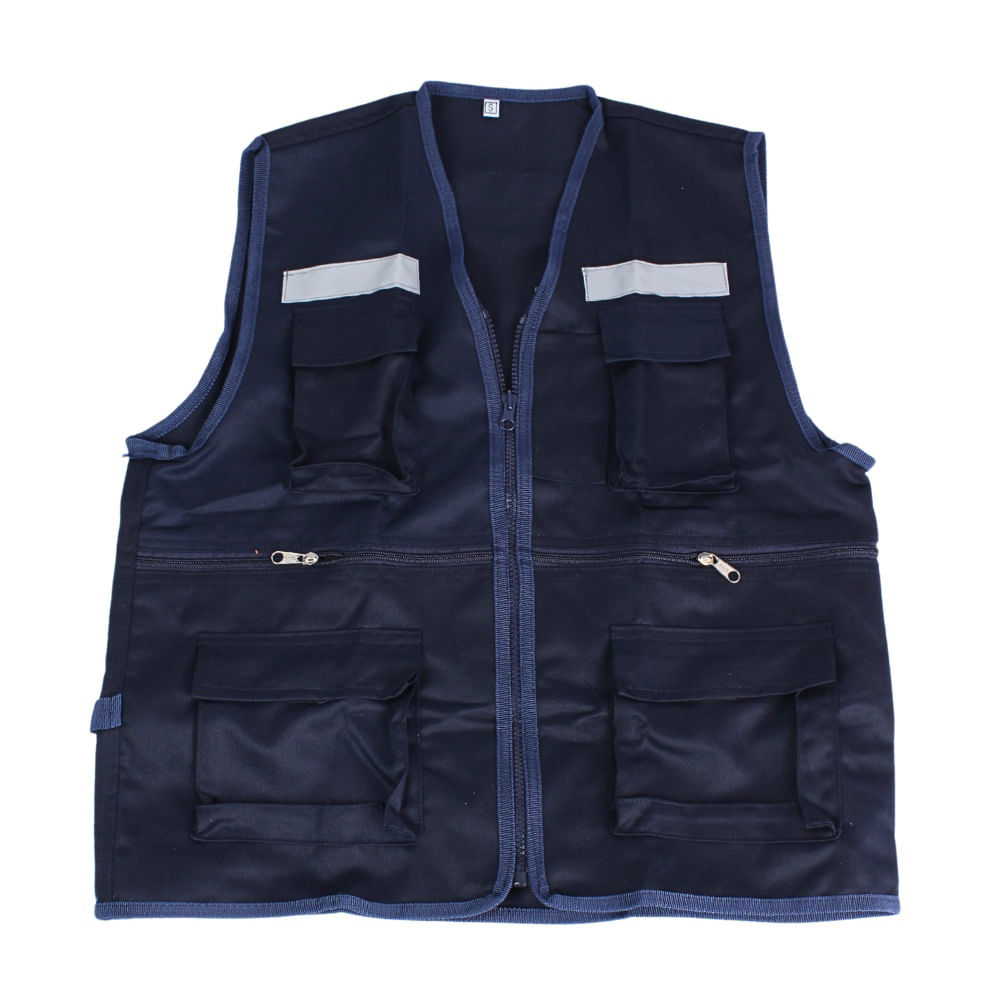 Chaleco de Drill con Cinta Reflectiva Azul